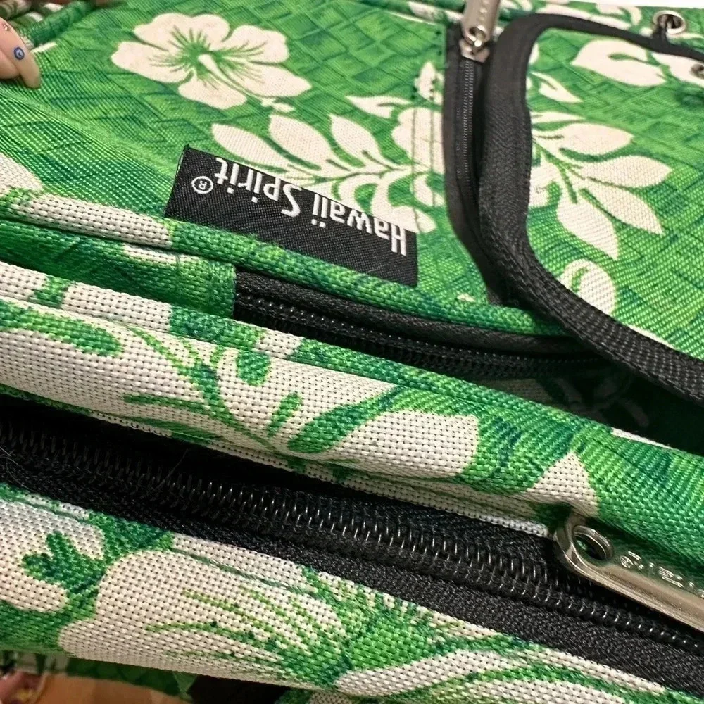 Hawaii Spirit Mini Backpack Green White Flowers Adjustable straps
